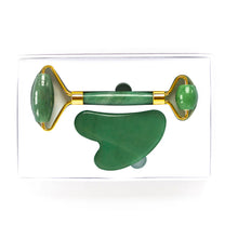 Load image into Gallery viewer, Roller &amp; Gua Sha Set- Squeak proof - GREEN AVENTURINE
